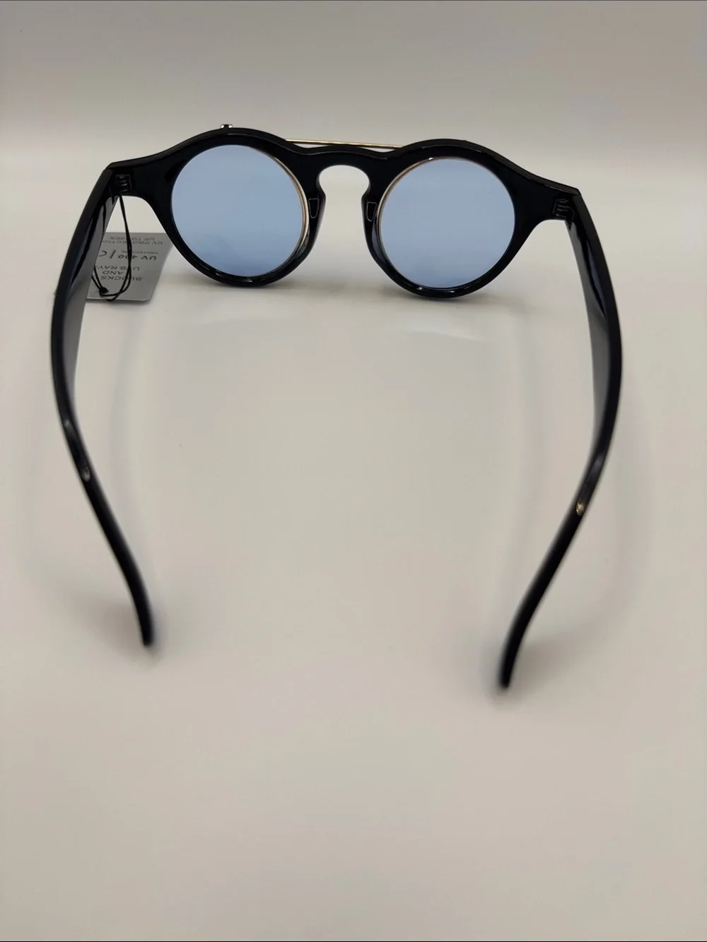 Men's Black Frame Sunglasses with Blue Lenses